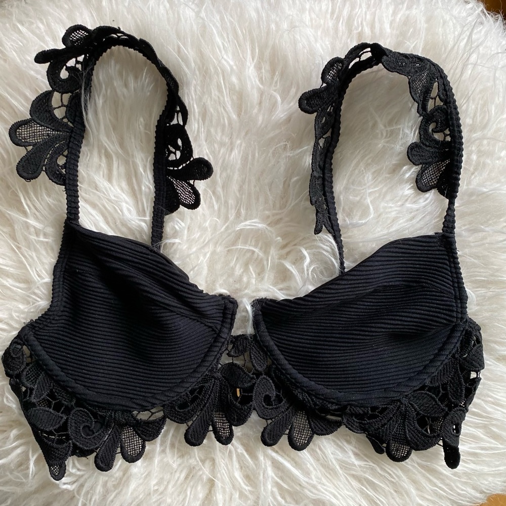 Black Lace Stretch Bralette, Small